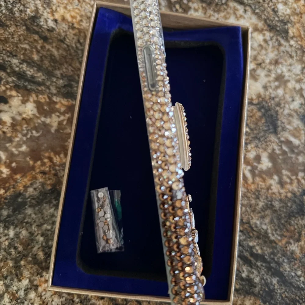 Embellished Crystal Phone Case with Ring Holder - Gold